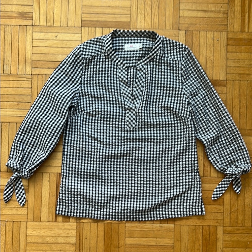 Vineyard Vines Black and White Gingham Blouse